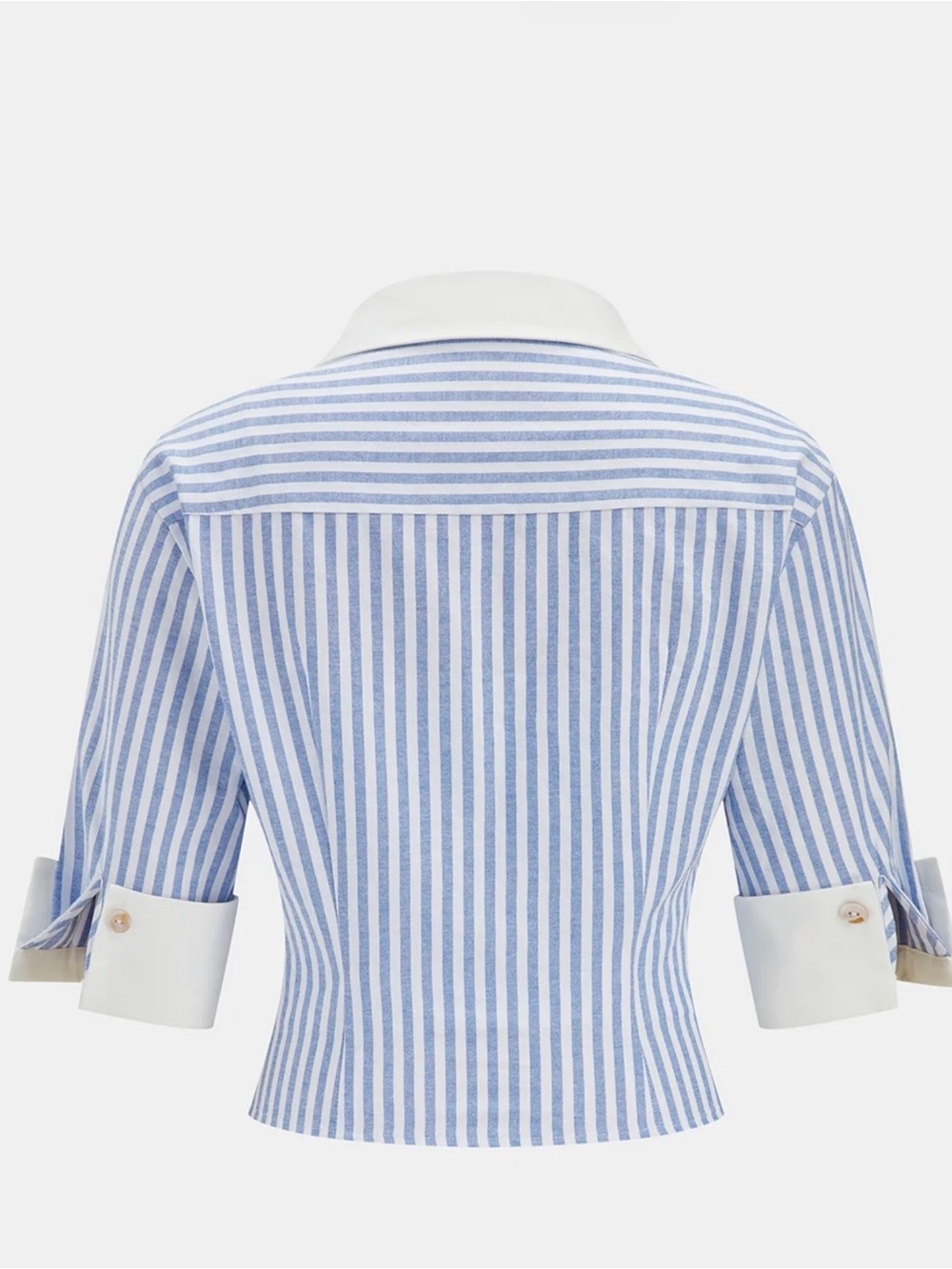 Commense Blue and White Striped Cropped Shirt - XL - Picture 6 of 9